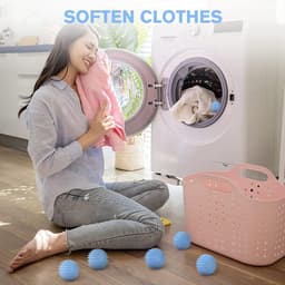 Washing Machine Dryer Ball - 6 Pack Reusable Laundry Balls - Tumble Dryer Clean Soften Clothes - Time Saving Cleaning Accessories - Blue — thumbnail 3