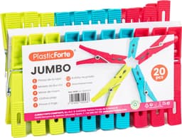 Plasticforte Wasknijpers XL formaat - 40x stuks - felle kleuren mix - kunststof - 10 cm - Was ophangen — thumbnail 2