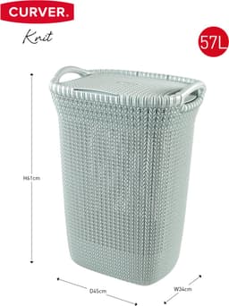 Curver Knit Wasmand met deksel - 57 l - Set van 2 - Misty Blue — thumbnail 2
