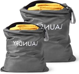 Vouwbare Waterdichte Waszakken voor Vuile Kleding, Set van 2, Ideaal voor Sport en Reizen, Met Rits Sluiting en Opbergruimte - Donkergrijs — thumbnail 1