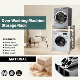 Wasmachine Droger Stapelkit - Opbergrek Boven Wasmachine - Ruimte Besparen - Verstelbaar Werkblad - 73 x 63 x 105 cm — thumbnail 2
