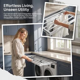 Uittrekbaar Droogrek - Plank Organizer Lade - Ruimte Besparen - Aluminium Legering Frame - 61 cm - Wit — thumbnail 2