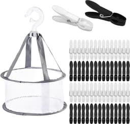 60 Stuks Antislip Wasknijpers met Mand, Windbestendige Plastic Klemmen voor Waslijn, Kledingrek, Sokken en Handdoeken — thumbnail 1