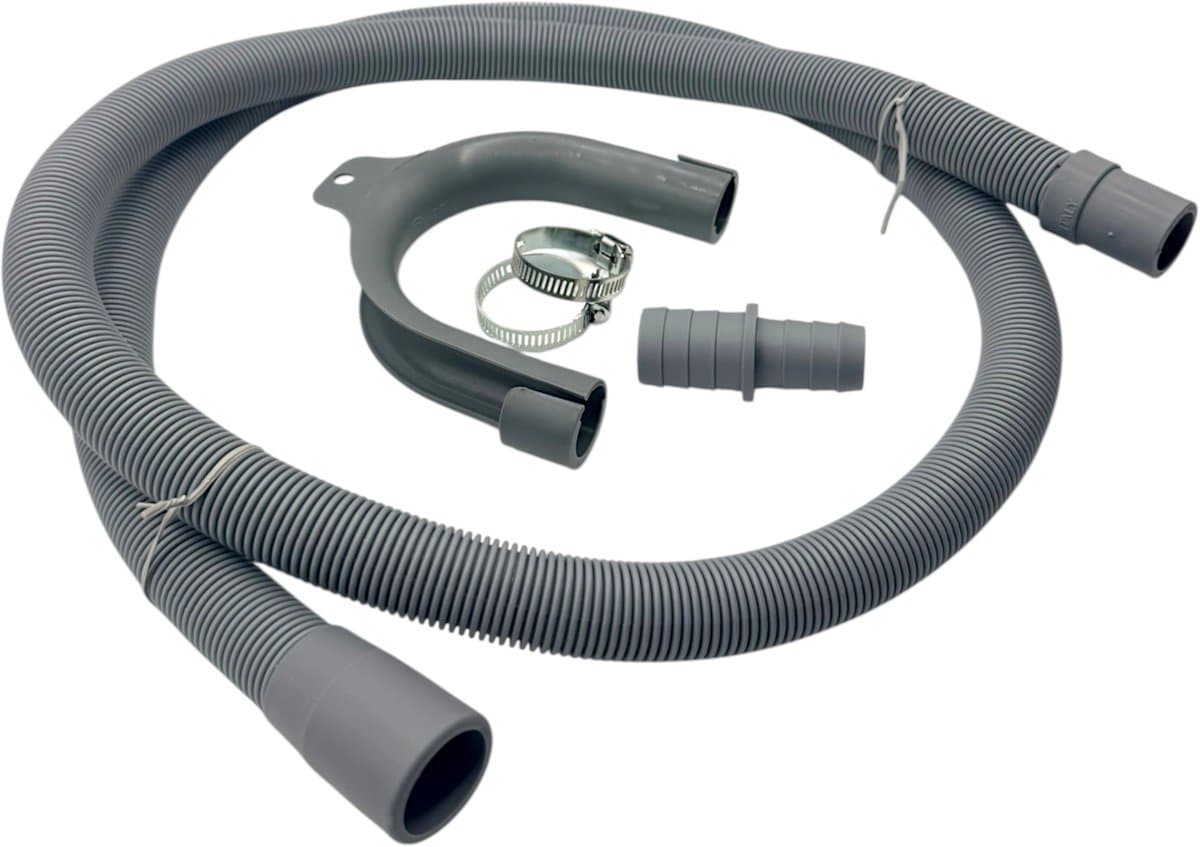 Fixem afvoerslang 1,5m wasmachine vaatwasser, geschikt voor 19mm 21mm aansluitingen - verlengslang afvoer slang met bocht en klemmen en verleng adapter - Geschikt voor alle merken — afbeelding 1
