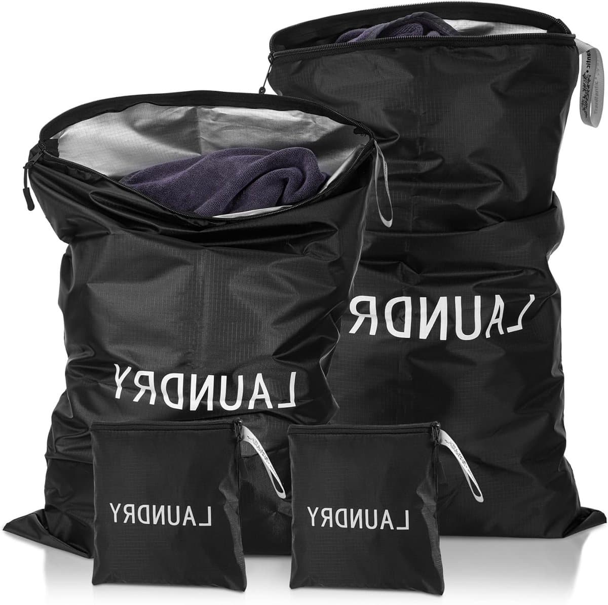 Waterdichte Waszakken Set van 4 - 3 Maten voor Vuile Kleding, Zwemmen, Yoga en Reizen, Vouwbare Waszakken voor Gezinnen en Vakanties — afbeelding 1