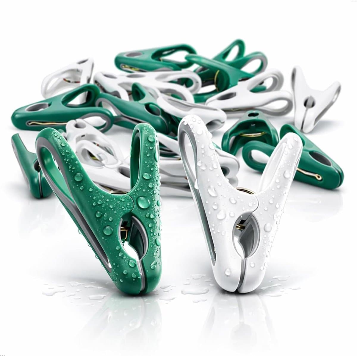 Wasknijpers Kunststof - Klemmen Wasgoed - Was Drogen - Zachte Grip - 40 Stuks - Groen Wit — afbeelding 1