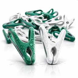 Wasknijpers Kunststof - Klemmen Wasgoed - Was Drogen - Zachte Grip - 40 Stuks - Groen Wit — thumbnail 1