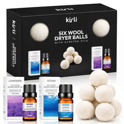 Kirli Drogerballen Wol - 6 Stuks incl. Geurolie Lavendel & Oceaan - Herbruikbare Wasdroger Ballen - Verkort Droogtijd - 100% Schapenwol - Wasverzachter Alternatief — thumbnail 1