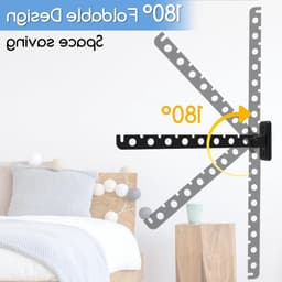 BSS® Wanddroogrek Inklapbaar – Wanddroger met 8 Kledinghangers – 180° Draaibaar en Opvouwbaar Droogrek van RVS – Wandkledingrek voor Balkon en Wasruimte — thumbnail 2
