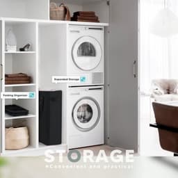 Opvouwbare wasmand - Slanke 45 liter mand met handvatten en deksel voor ruimtebesparende opbergoplossing — thumbnail 4