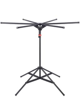 6-Arm Metalen Stang Gemaakte Kleding Droogrek, Opvouwbaar Kledingrek, Hoogte En Breedte Verstelbaar, voor Binnen- En Buitengebruik, Laadvermogen 35-40Kg, met 20 Winddichte Haken En 2 Sokkensluiters, Ruimtebesparend Ontwerp, Stevig En Duurzaam — thumbnail 4