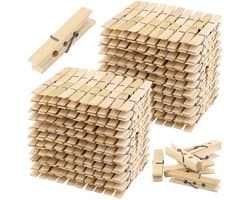 Cosensi- Bamboe Haringen 500 Stuks - Kleine Houten Wasknijpers - Duurzaam - Compact - Winddicht - Hoogwaardig Materiaal