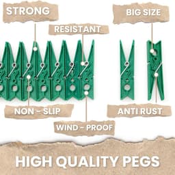 Wasknijpers - Kledingknijpers - Was ophangen - 95% Gerecycled Plastic - 120 Stuks - Groen — thumbnail 3