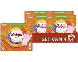 Robijn - Wasmiddeldoekjes - Color - 100% oplosbare doekjes in een kartonnen verpakking - 4 x 16 wasstrips