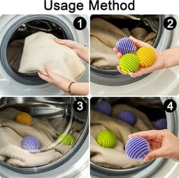 3 stuks-Wasballen - Droogballen - Wasverzorgingsballen - Anti-klit - Wasaccessoires - Geschikt voor het reinigen van kleding, dekens en lakens - Groen - Geel - Paars - 5,2*5,2 cm — thumbnail 4