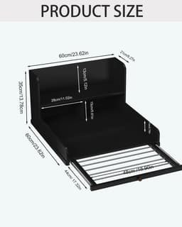 Wasmachine Onderstel - Droger Werkblad - Huishoudelijke Organisatie - Uittrekbare Drooglijn - 60 x 64 cm - Zwart — thumbnail 4