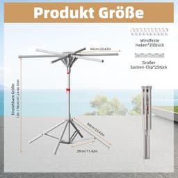 Dailygoods- Wasrek Inklapbaar - Hoogte Verstelbaar - Ruimtebesparend - Staand Droogrek - Kledingstandaard - Opvouwbaar Voor Binnen/Buiten — thumbnail 4