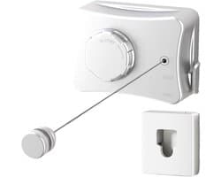Intrekbare waslijn - Wandmontage droogtouw - Ruimte besparen - Stevig vergrendelingsmechanisme - 30 cm basis - Wit
