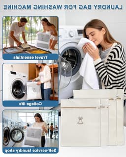 Waszakken voor de Wasmachine - 4 Stuks, Verstevigd Wasnet met Rits, Duurzaam en Herbruikbaar voor Ondergoed, Sokken en Delicate Kleding — thumbnail 5