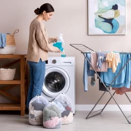 Set van 3 waszakken voor wasmachine, mesh wasnetten met trekkoord, beschermt kleding tegen vervorming en vouwen, maten 30 x 40, 40 x 50 en 50 x 60 cm — thumbnail 2