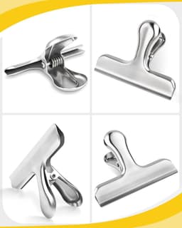 4 stuks - roestvrij staal afdichting klem - sterke afdichting klem - verfrissende vochtbestendige voedsel klem - geschikt voor map T klem - L + M - zilver — thumbnail 5