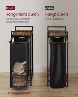 Wasmand - Wasmand Kast - Wasmand Meubel - Zwart - Bruin - 1 Mand - Uitschuifbaar - Met Legplank — thumbnail 3