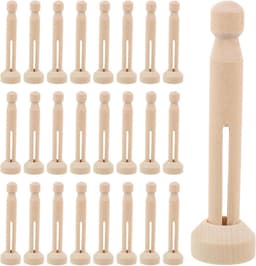 Houten poppenknijpers - Knutselknijpers - Creatief hobbyen - Gladde afwerking - 11 cm lengte - Natuurlijk hout — thumbnail 1