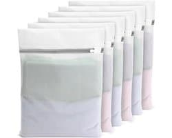 Set van 6 Wasnetten voor de Wasmachine - 40x30cm Mesh Waszakken met Rits voor Delicate Wassen, Ideaal voor Truien, Hemden en Ondergoed