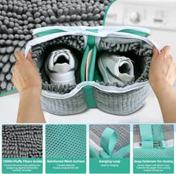 Waszak voor Schoenen en Sneakers XL met Extra Reinigingsvak en Versterkte Ritssluiting - Ideaal voor Wasmachine en Handwas, Grijs — thumbnail 5