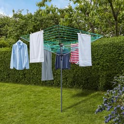 Wasrek-Droogmolen-Metalen Buitentuinscherm Drogeregel-Lichtgewicht, Inclusief Tas-Zilver+Groen. — thumbnail 4