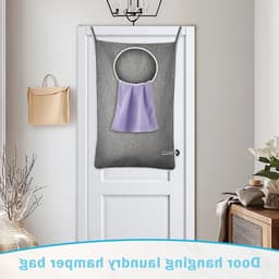 Set van 2 Waszakken voor Achter de Deur, 92 x 57 cm, Ruime Hangende Wasmand, Opbergtas met Rits, Ruimtebesparend voor Slaapkamer en Badkamer — thumbnail 4