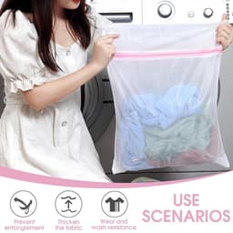 Dailygoody - Set van 4 extra grote wasnetten - Waszakken voor kleding - Ideaal voor truien en jassen - Wit mesh - Voorkomt klitten - Geschikt voor all... — thumbnail 3