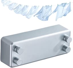 Waslijndroger Dubbel - Uittrekbaar Model - Kleding Drogen - Roestvrij Staal - 23 cm Lengte - Zilver — thumbnail 1