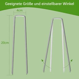 Dailygoods- Grondankers 50 Stuks - Roestvrij Staal - Haringen/Tentharingen - Voor Tuinvlies/Onkruidvlies - U-vormige Grondhaken - 150/200 mm x 40 mm x Ø 2,5 mm — thumbnail 2