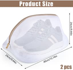 Allecto - 2 Stuks Waszakken Voor Schoenen - Herbruikbaar Wasnet - Wit - Bescherm Je Schoenen - Ideaal Voor In De Wasmachine - Perfect Voor Organisatie — thumbnail 5
