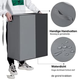 REN® Wasmand 2 Vakken - Wasmand - Wassorteerder - Dubbele Wasmand - Grijs/Zwart - 63cm x 36cm x 68cm — thumbnail 3
