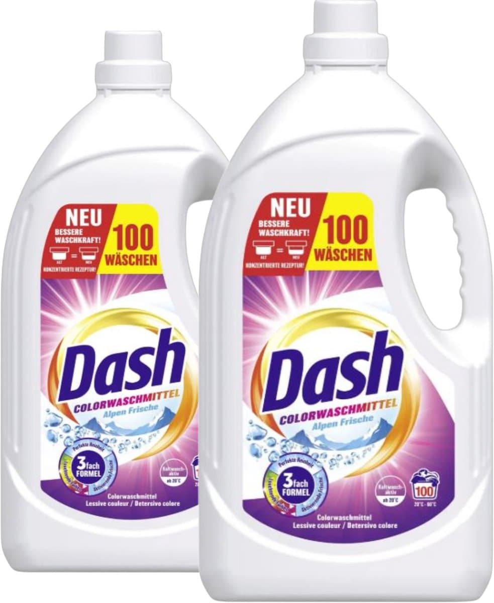 Dash Color Fresh Vloeibaar Wasmiddel - Gekleurde Was - 200 wasbeurten - 9L (2 x 4,5 L -a 100 Wasbeurten) - Vloeibare, krachtige reiniging - Beschermt tegen vergrijzing - Voorkomt kleuroverdracht — afbeelding 1