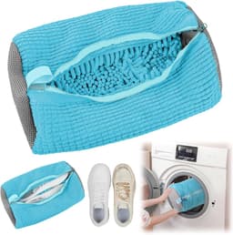 Famanu – Schoenwaszak - waszak - multifunctionele bescherming - schoenenzak - wasmachine - herbruikbare waszak - schoenen voor alle soorten en maten - beschermt zowel schoenen als wasmachine (blauw) — thumbnail 1