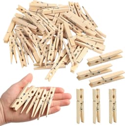Houten Wasknijpers - Ambachtelijke Clips - Foto's Ophangen - Stevig Natuurlijk Hout - 287 Inch - Natuurhout — thumbnail 1