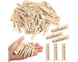 Houten Wasknijpers - Ambachtelijke Clips - Foto's Ophangen - Stevig Natuurlijk Hout - 287 Inch - Natuurhout
