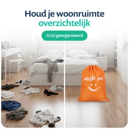 Wonair Waszak Groot - Waszakken Voor Wasgoed - 60x90cm - Oranje - 2 Stuks - Met trekkoord — thumbnail 2