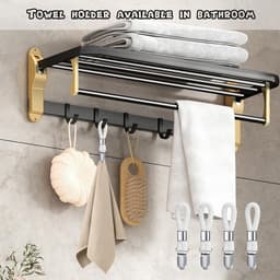 4 Stuks Handdoekklemmen Zwart - Praktische Ophanghaken voor Handdoeken en Wasgoed — thumbnail 3
