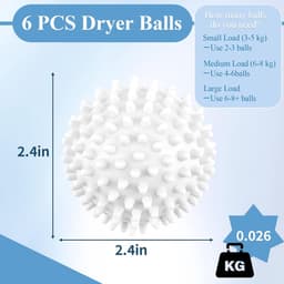 Daity 6 stuks - Herbruikbare wasballen die niet in de knoop raken - voor het verzachten van kleding - het verminderen van kreukels en statische elektriciteit. — thumbnail 2