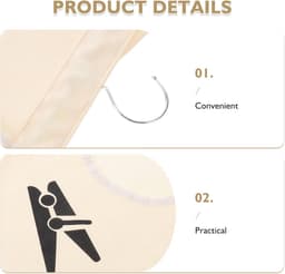 Wasknijper Opbergtas - Klemmen Organizer - Wassen Ophangen - Met Ophanghaak - 35x26cm - Beige — thumbnail 5