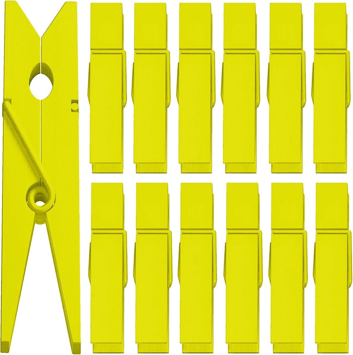50 stuks kleurrijke houten wasknijpers 2,75 inch – Geel – Multifunctionele clips voor decoratie, foto’s en knutselen — afbeelding 1