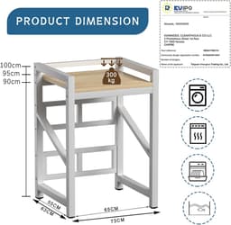 Opbergrek Boven Wasmachine met 3 Stelbare Intensiteit, Metalen Waskast Met Planken — thumbnail 3