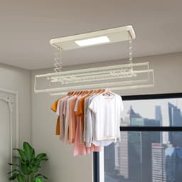 Lunekiss Elektrisch Plafond Droogrek 130-215 cm – LED – Afstandsbediening – Hoogte verstelbaar 110 cm – 35 kg Off-white — thumbnail 5