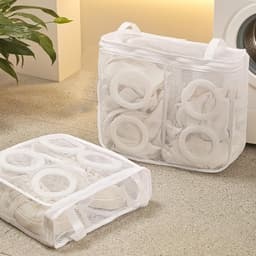 2 stuks - Net waszak - Wasmachine schoenenzak - Wasmachine schoenenzak voor sneakers - Herbruikbare schoenenzak met rits - Vierkante schoenenzak - Hangende waszak - Geschikt voor sneakers, slippers, kleding (wit) — thumbnail 3
