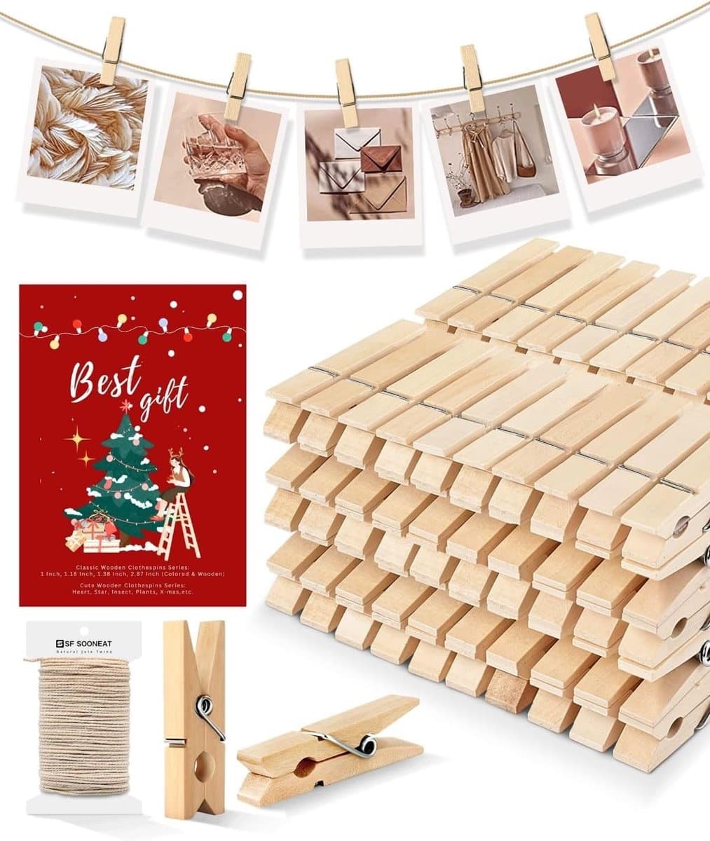 Mini Houten Wasknijpers met Clips voor Foto's en Knutselprojecten - Set van Kleine Kleurrijke Spelden — afbeelding 1