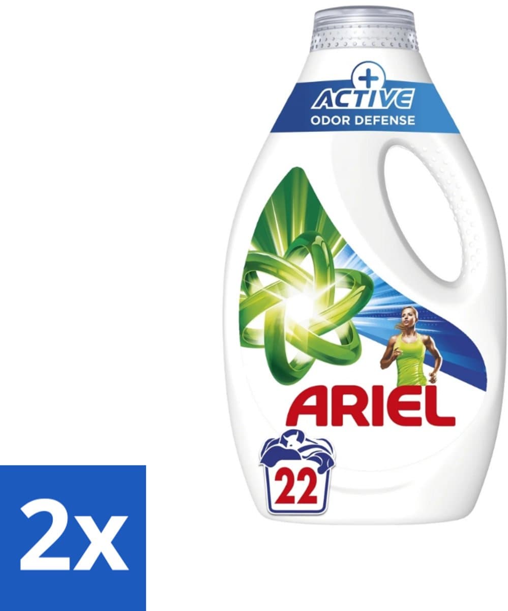 2 x Ariel – Vloeibaar Wasmiddel – Active Odor Defense – 990 ml – 22 wasbeurten - Geurverwijdering Was - Sportkleding Wasmiddel - Vloeibaar Wasmiddel - Geurbestrijding - Wasmiddel Voor Activiteit — afbeelding 1